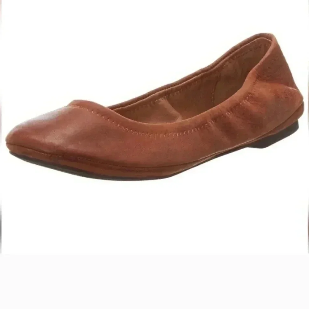 Lucky Brand Career Wear Minimalist Brown Emmie Round Toe Ballet Flats(7.5)